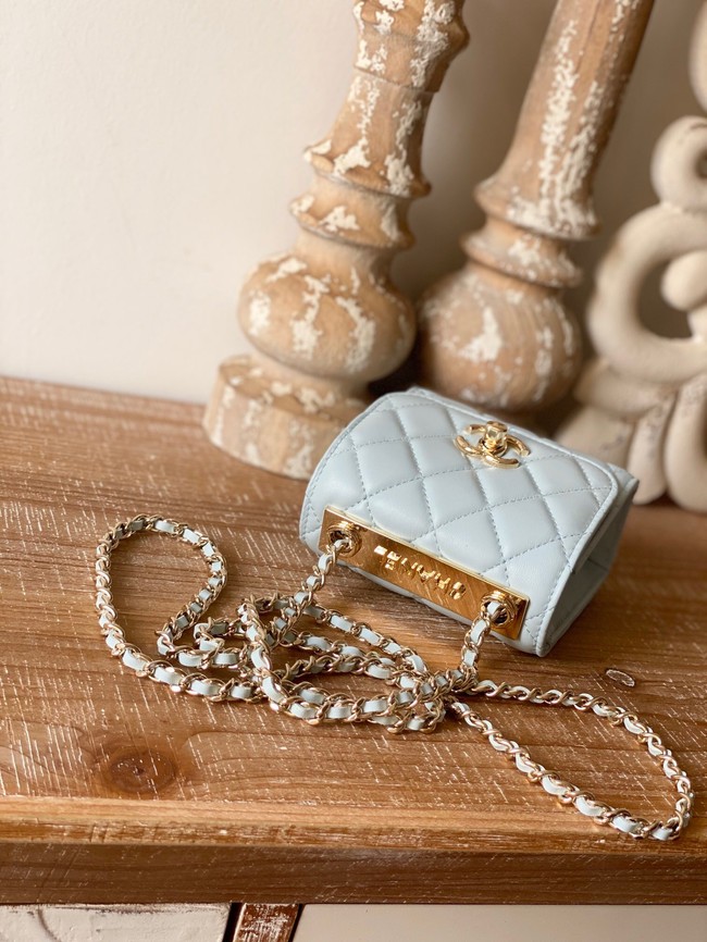 Chanel mini Shoulder Bag Lambskin & Gold-Tone Metal 88631 sky blue