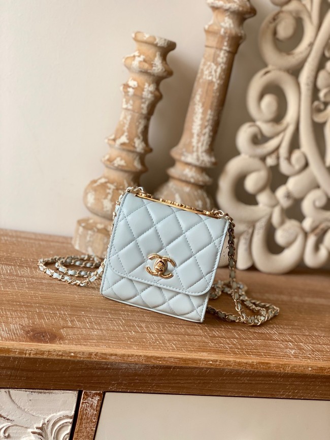 Chanel mini Shoulder Bag Lambskin & Gold-Tone Metal 88631 sky blue