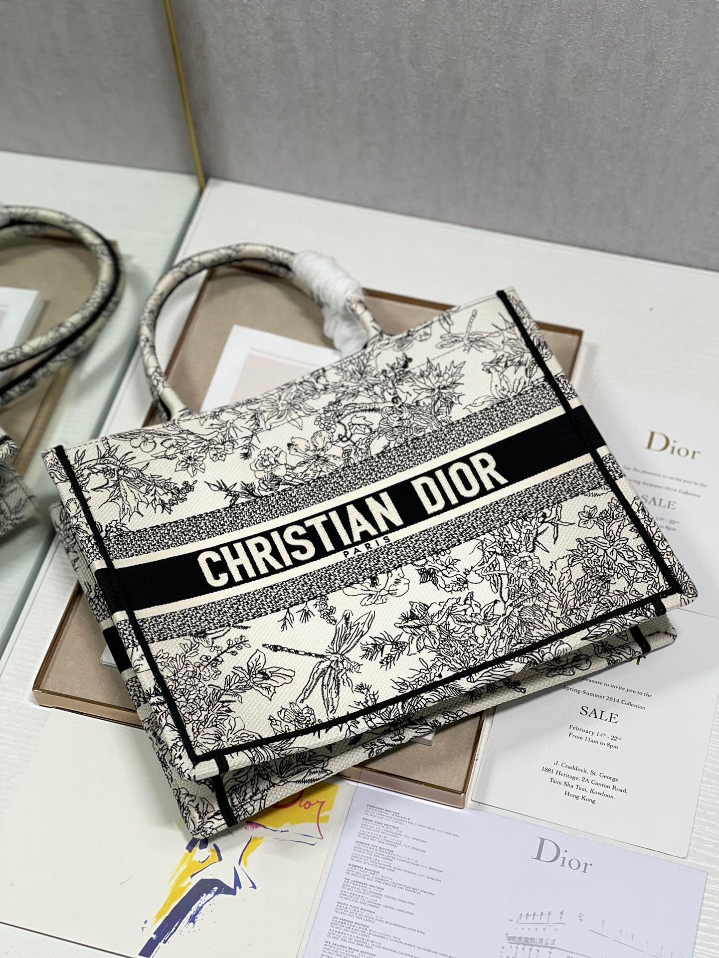 DIOR BOOK TOTE BAG DRAGONFLY DE JOUY M1286Z Black