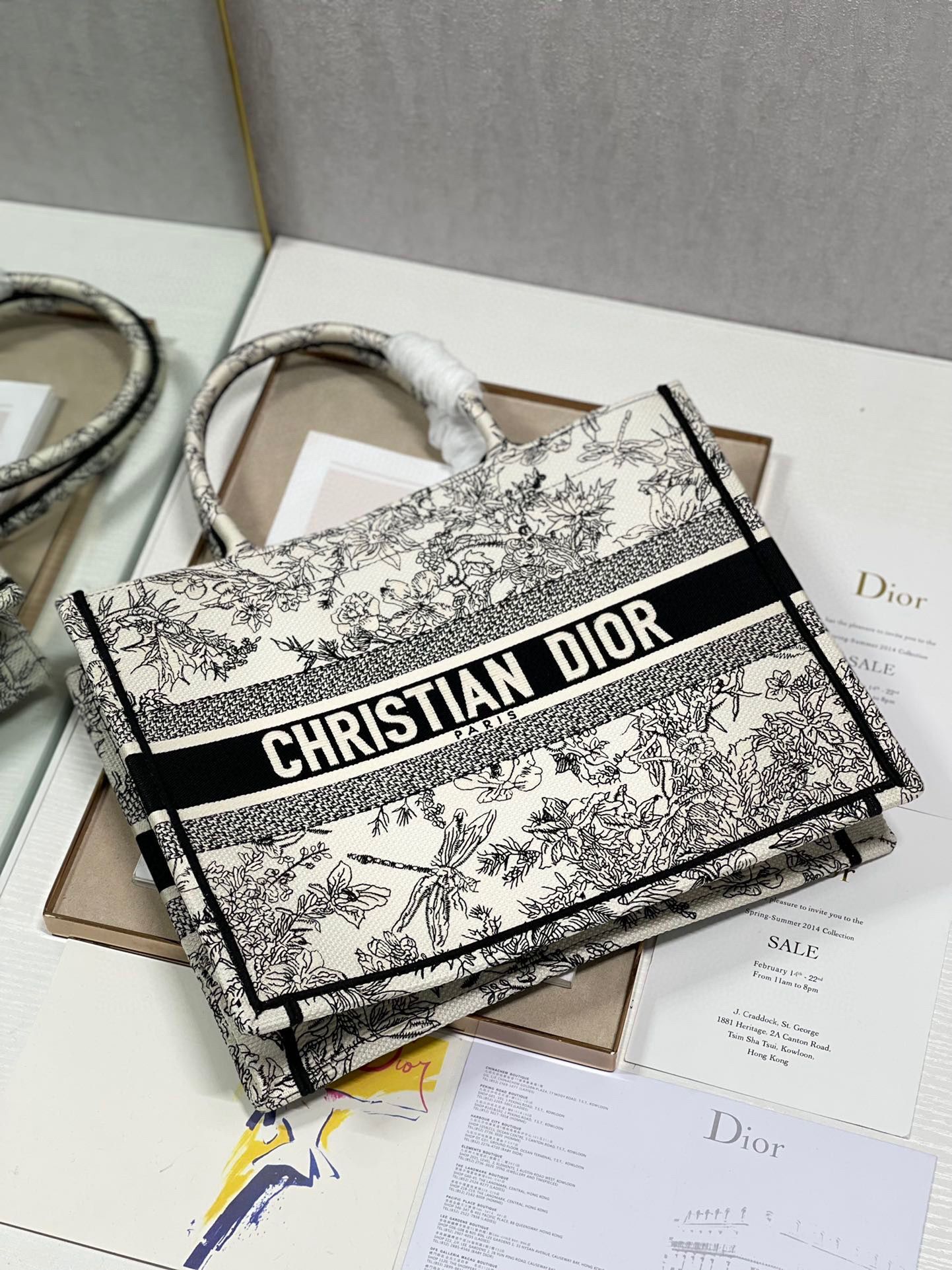 DIOR BOOK TOTE BAG DRAGONFLY DE JOUY M1286Z Black