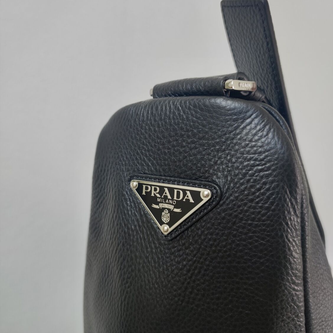 Prada Deer skin Leather Triangle shoulder bag 2VD012 black