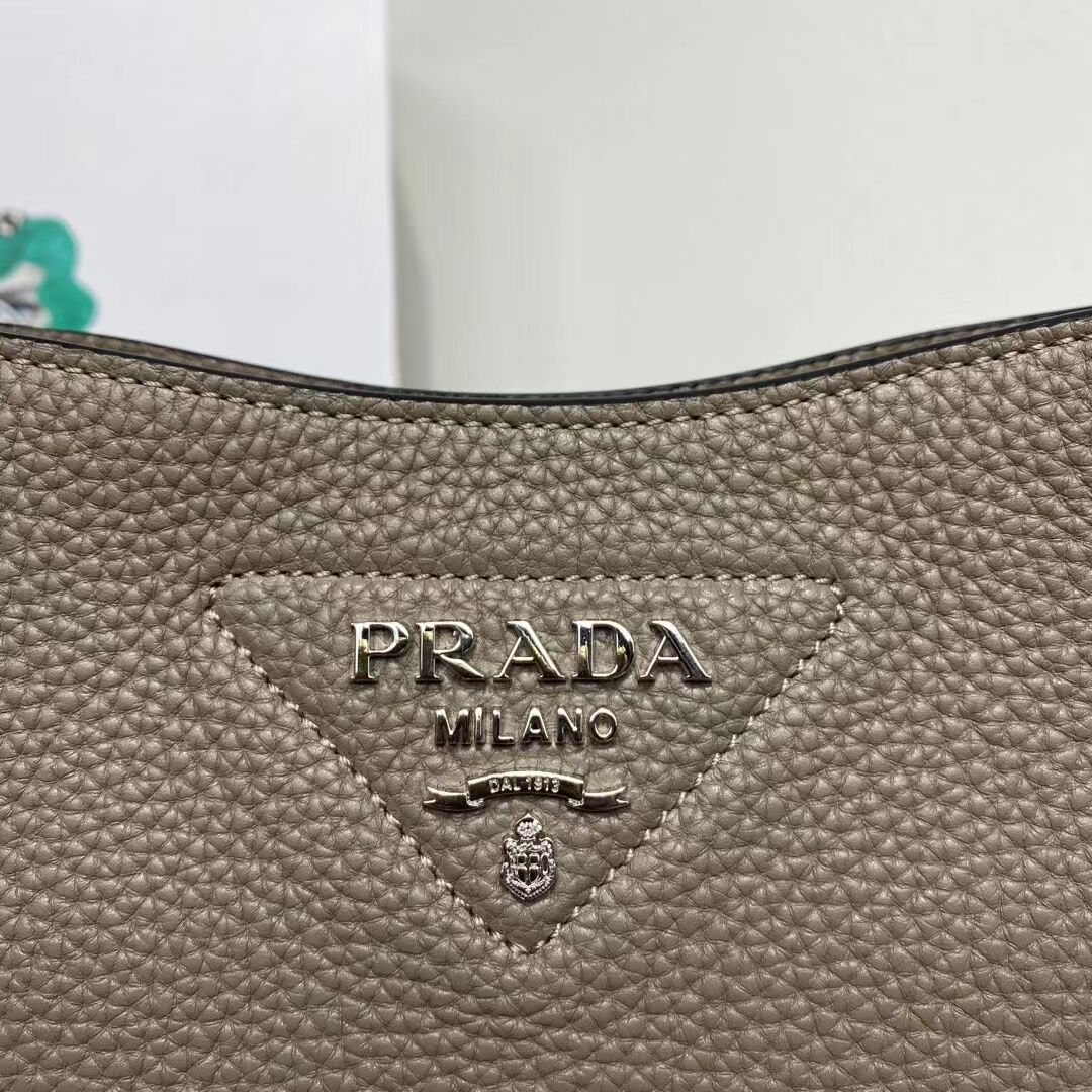 Prada Leather mini shoulder bag 1BH191 gray