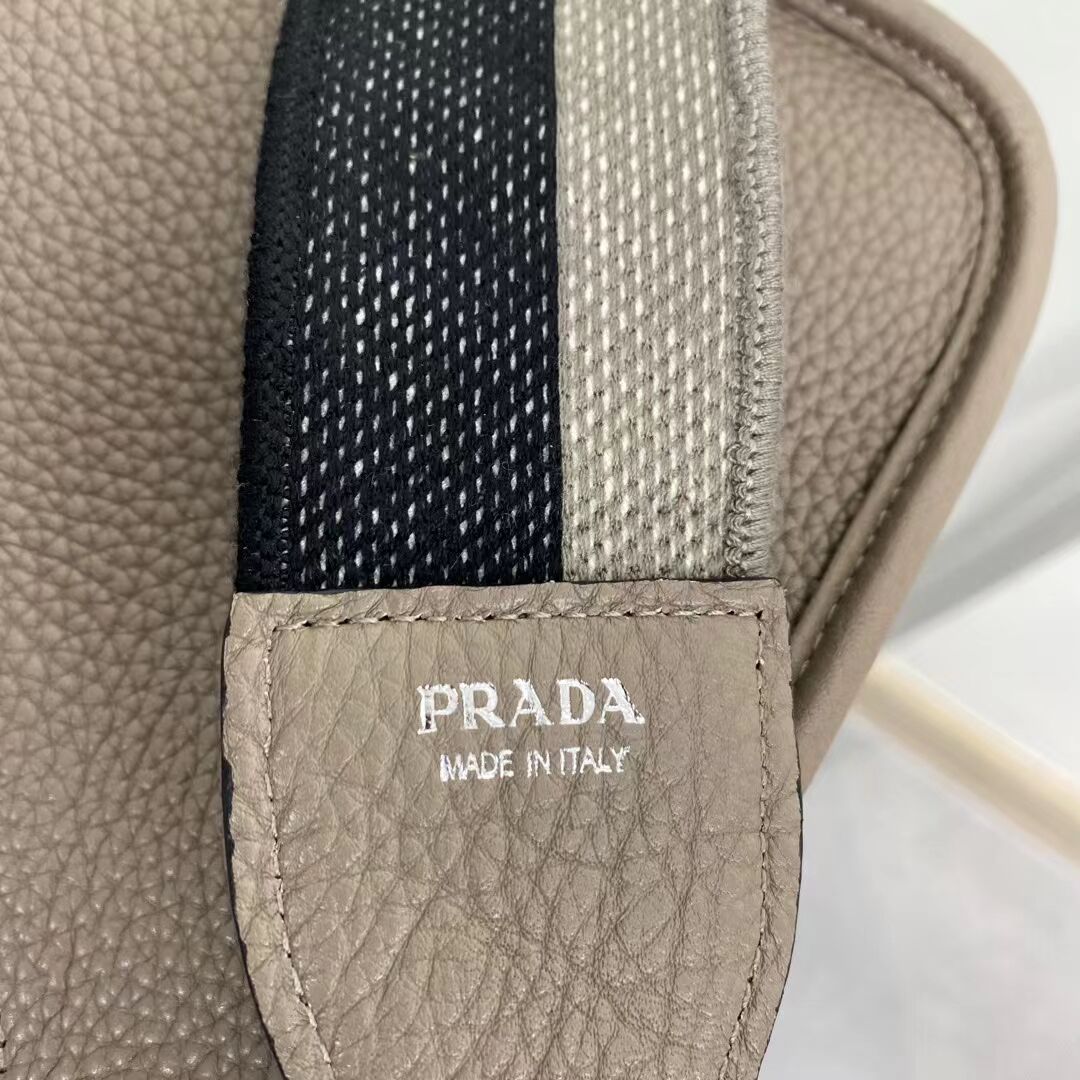 Prada Leather mini shoulder bag 1BH191 gray