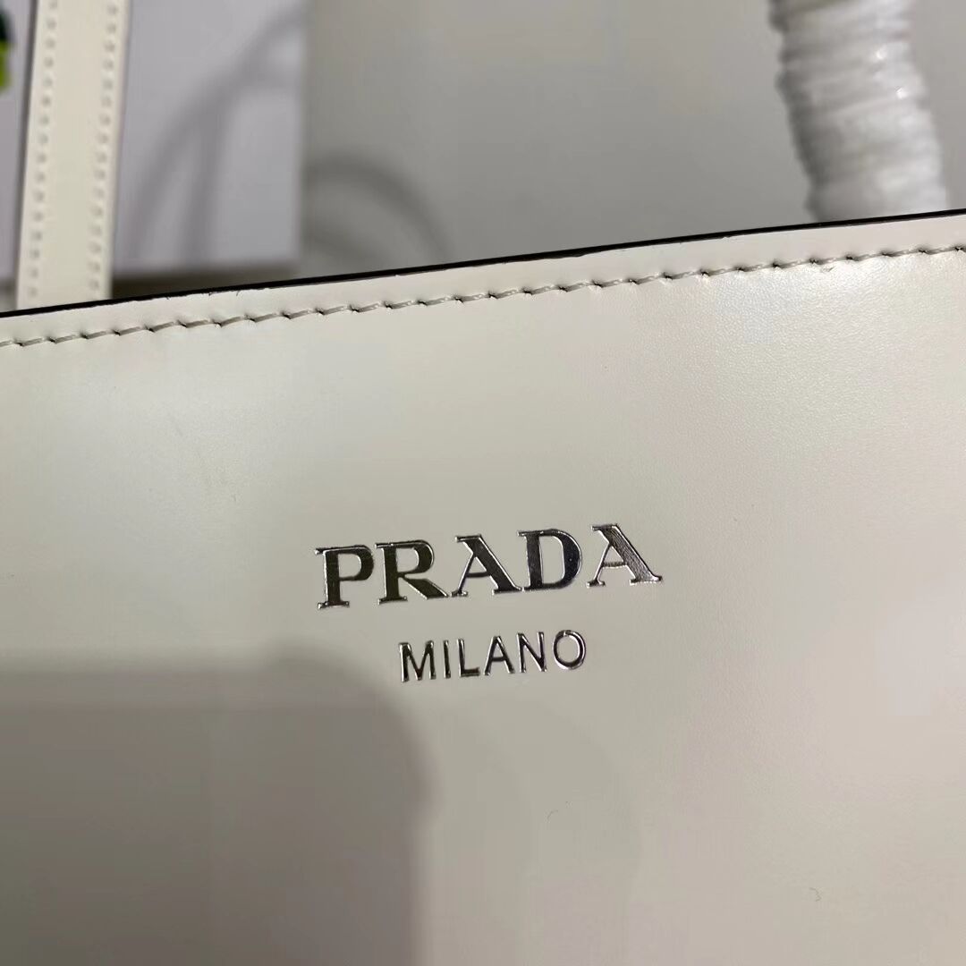 Prada Re-Edition 1995 brushed-leather medium handbag 1BA350 white