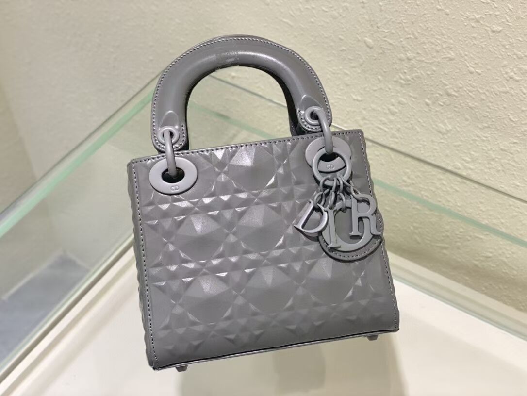 MINI LADY DIOR BAG Cannage Calfskin C2815 gray