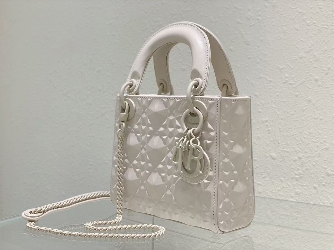 MINI LADY DIOR BAG Cannage Calfskin C2815 white