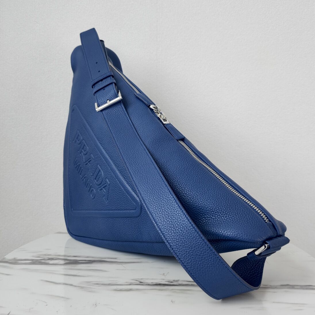 Prada Deer skin Leather Triangle shoulder bag 2VD012 blue