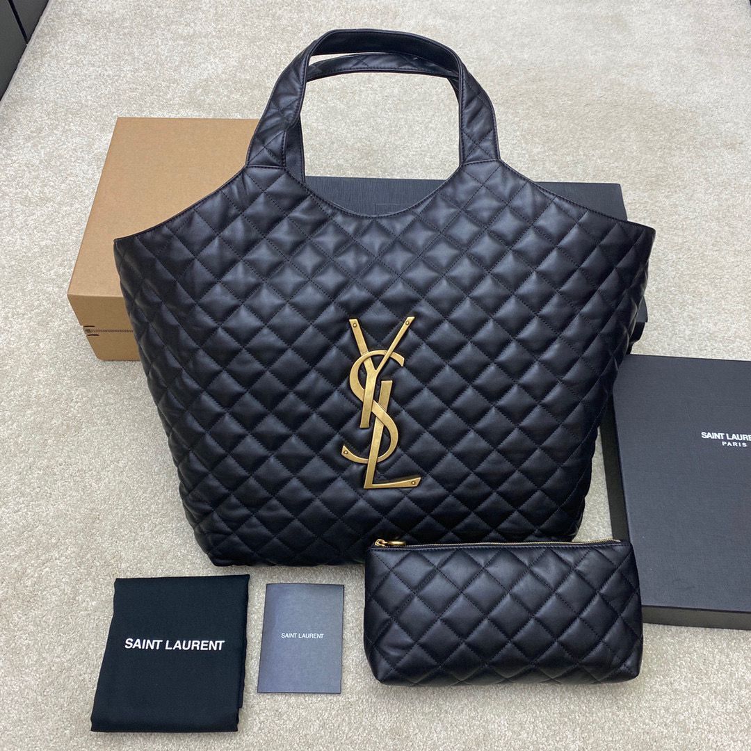 Yves Saint Laurent Original Leather Shopping Bag 698651 Black