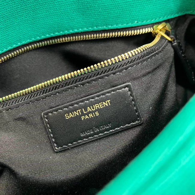 SAINT LAURENT PUFFER SMALL CHAIN BAG IN DENIM AND SMOOTH LEATHER 577476 green