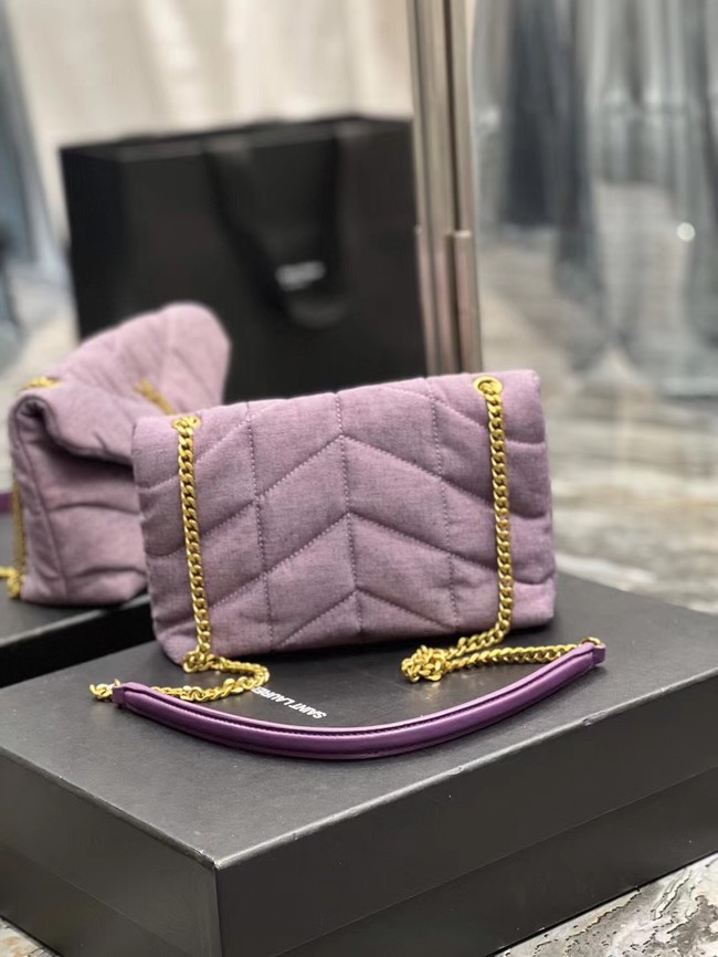 SAINT LAURENT PUFFER TOY BAG IN CANVAS AND SMOOTH LEATHER 620333 BLEACHED LILAC