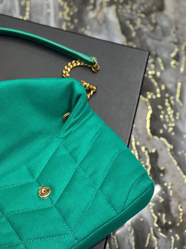 SAINT LAURENT PUFFER TOY BAG IN CANVAS AND SMOOTH LEATHER 620333 green