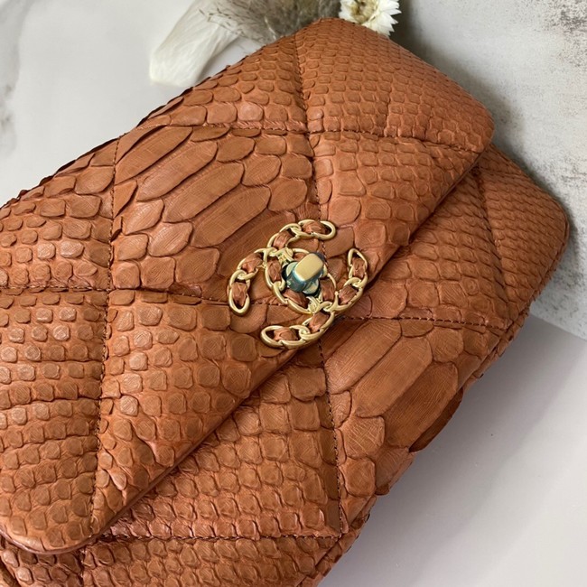 CHANEL 19 Flap Bag Original Snake skin flap bag AS1160 Camel