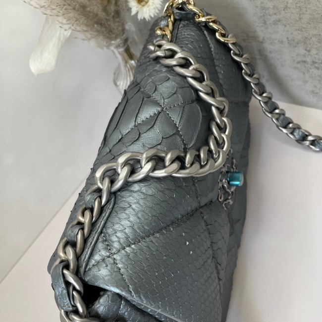 CHANEL 19 Flap Bag Original Snake skin flap bag AS1160 silver