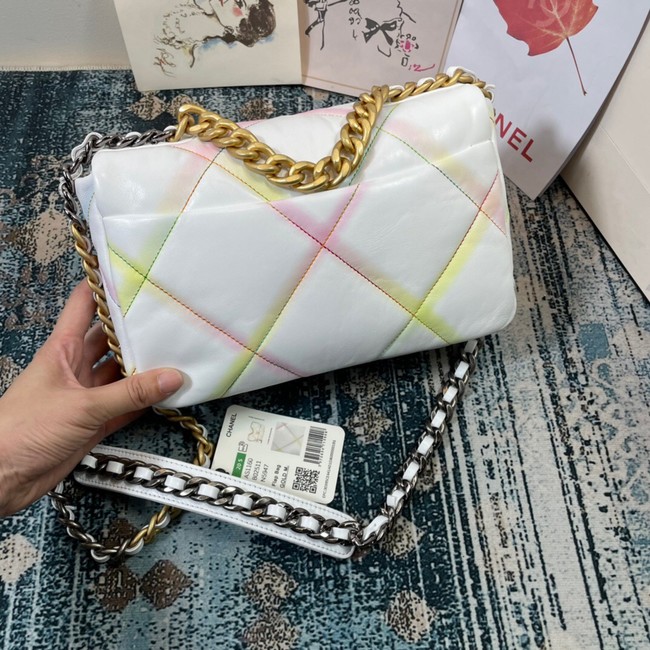 Chanel 19 flap bag AS1160 White&Rainbow line