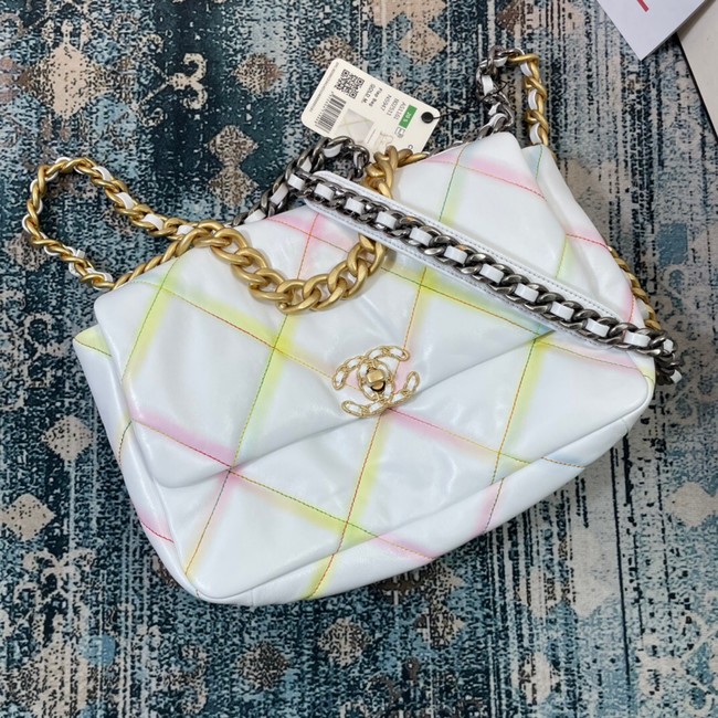 Chanel 19 flap bag AS1161 White&Rainbow line