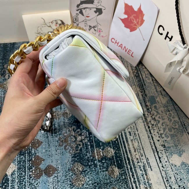 Chanel 19 flap bag AS1161 White&Rainbow line