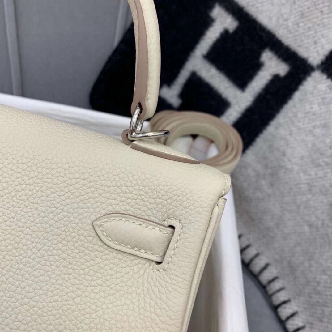 Hermes Kelly 28cm Shoulder Bags Togo Leather KL28 Cream White