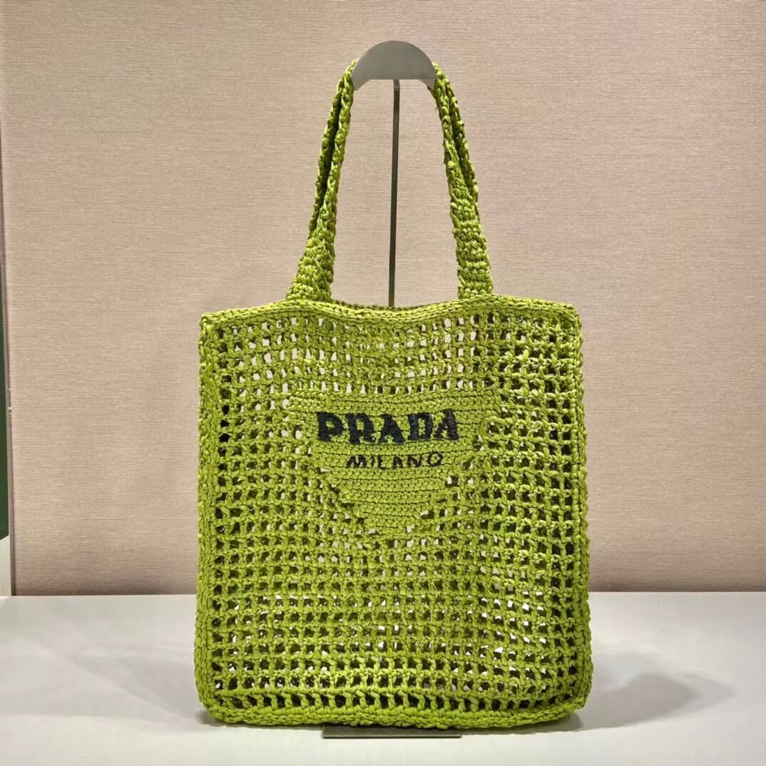 Prada Raffia tote bag 1CH393 green