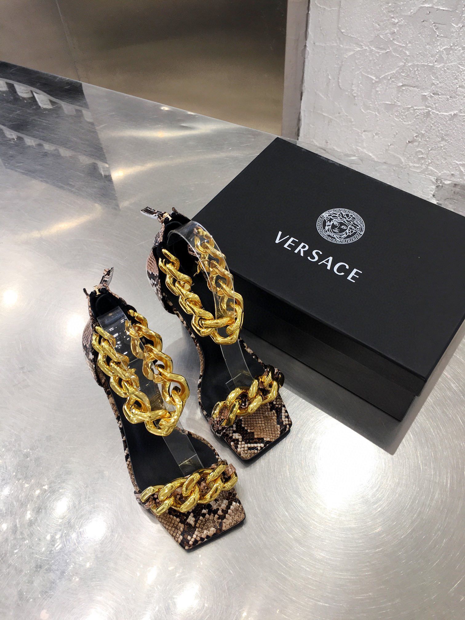 Versace Sandals Shoes F034 Heel height 9.5CM