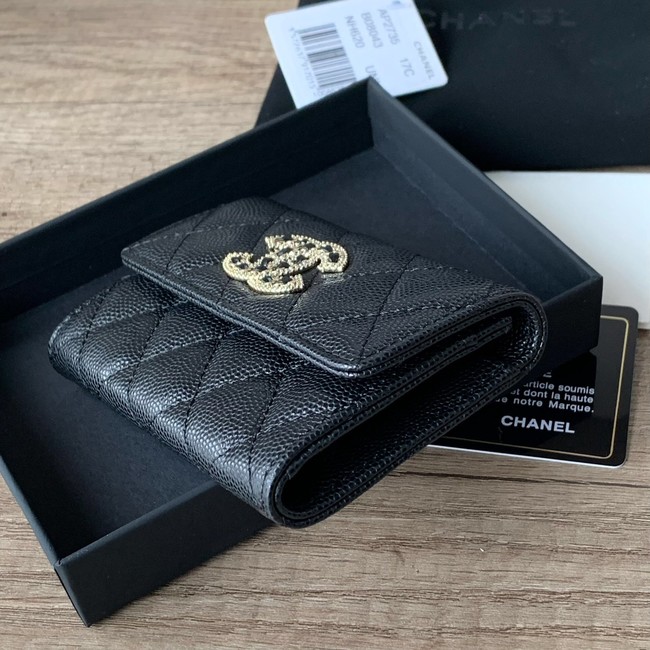 Chanel card holder Calfskin AP2735 black