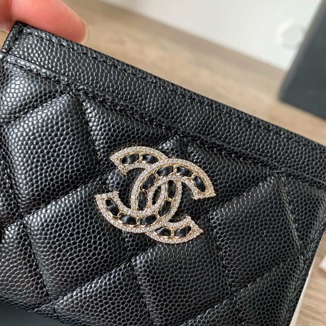 Chanel card holder Calfskin AP2737 black