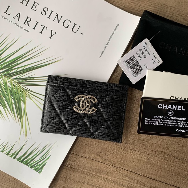 Chanel card holder Calfskin AP2737 black