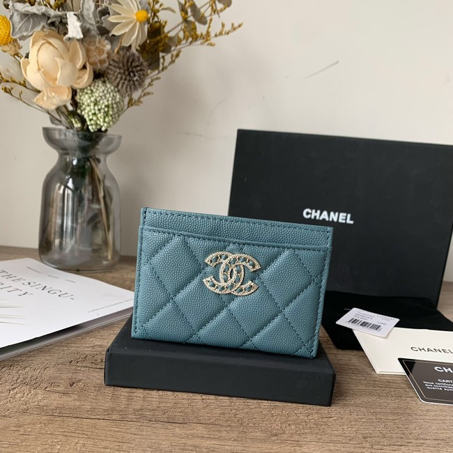 Chanel card holder Calfskin AP2737 blue