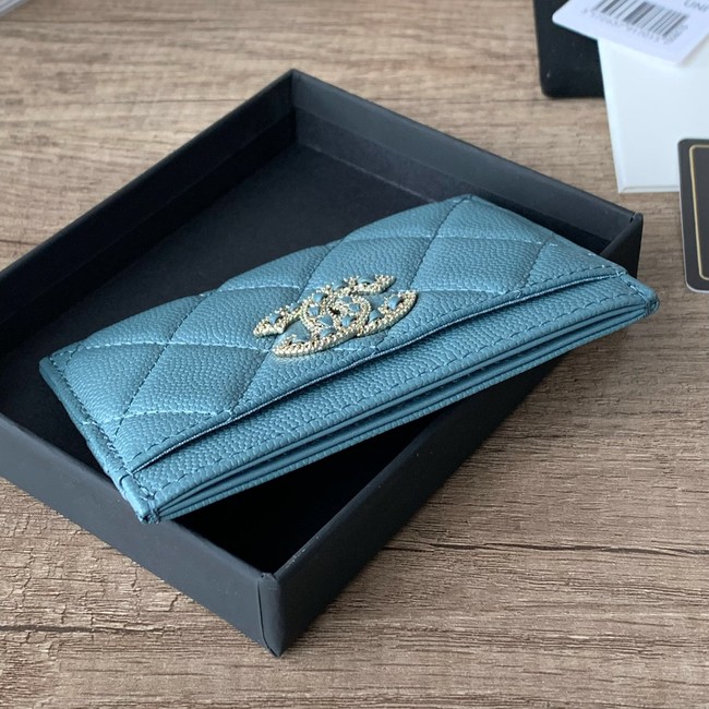 Chanel card holder Calfskin AP2737 blue