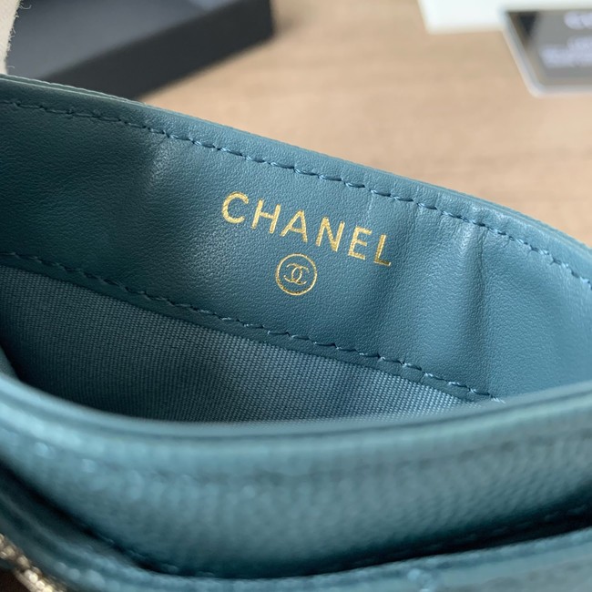 Chanel card holder Calfskin AP2737 blue