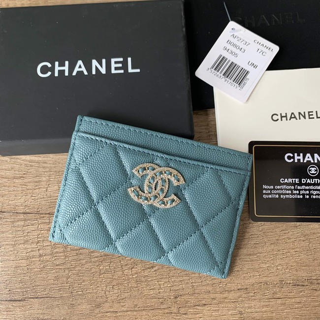 Chanel card holder Calfskin AP2737 blue