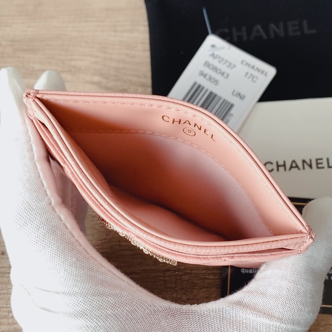 Chanel card holder Calfskin AP2737 pink