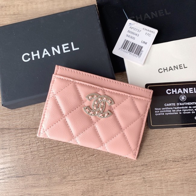 Chanel card holder Calfskin AP2737 pink