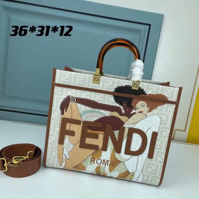 Fendi Tote Fabric Graffiti Print Shopping Bag 0002