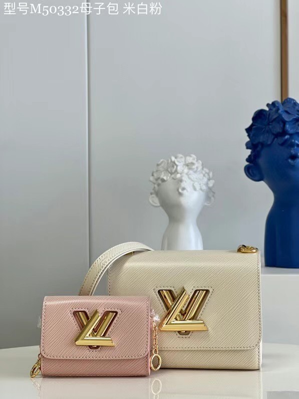 Louis Vuitton TWIST PM M59886 Taupe Brown & Pink