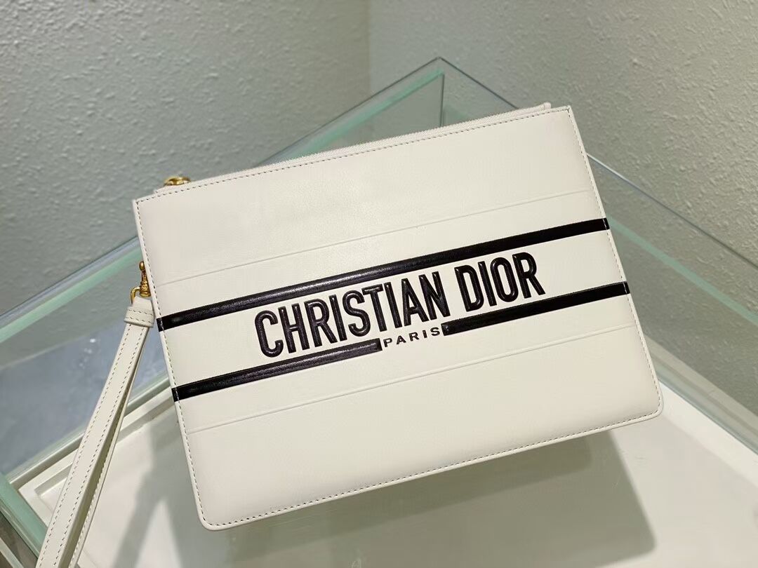 Dior Calfskin Cluth Bag C9181 white