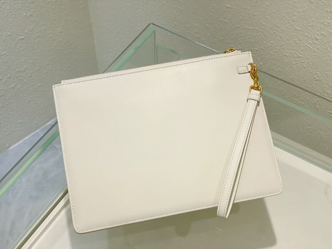 Dior Calfskin Cluth Bag C9181 white