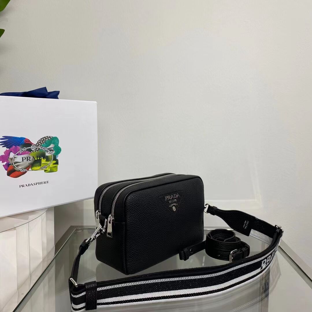 Prada Leather bag with shoulder strap 1BH082 black