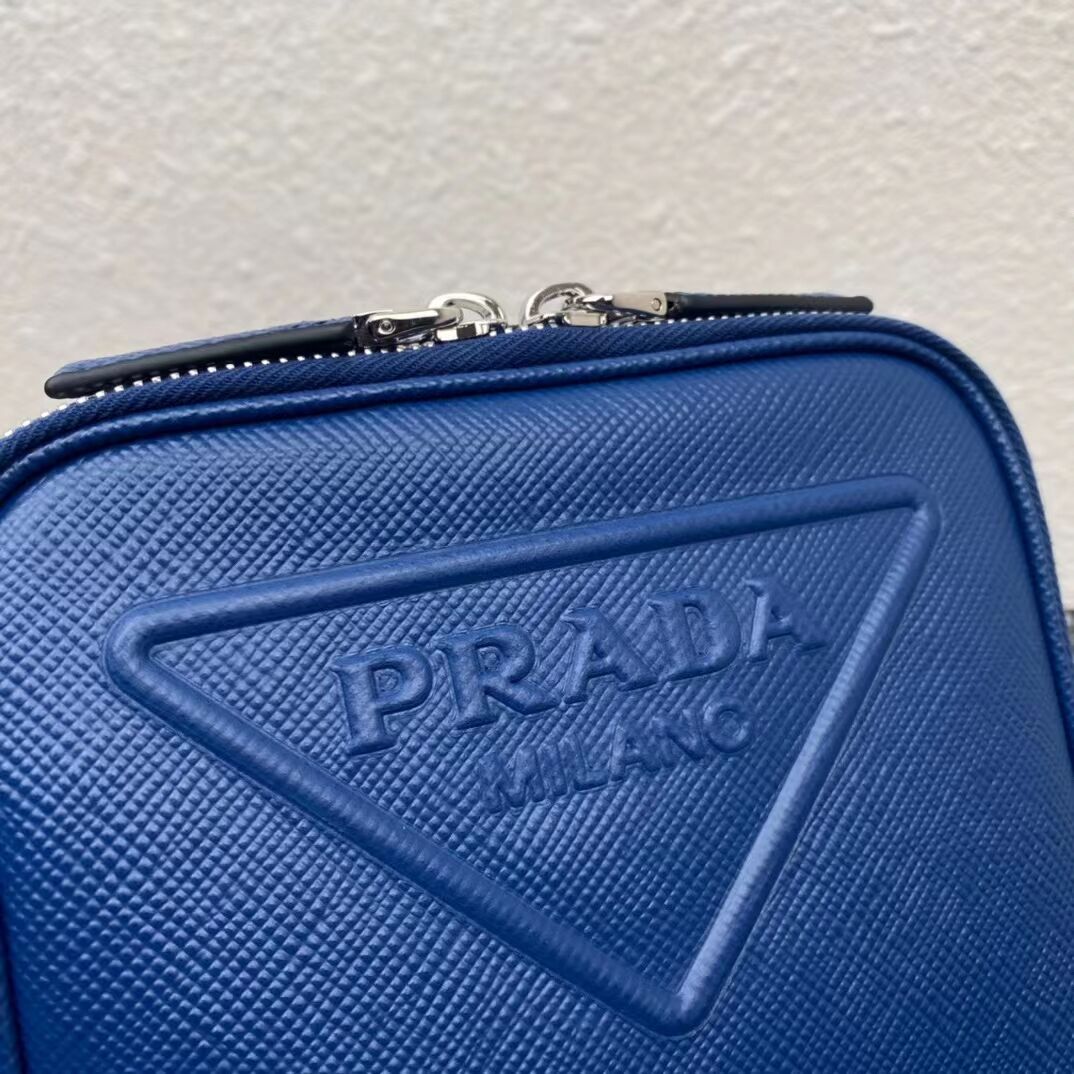 Prada Leather bag with shoulder strap 2BQ354 blue