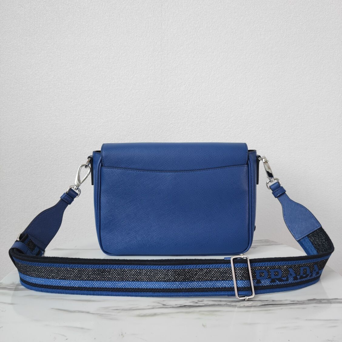 Prada Leather bag with shoulder strap 2BV031 blue
