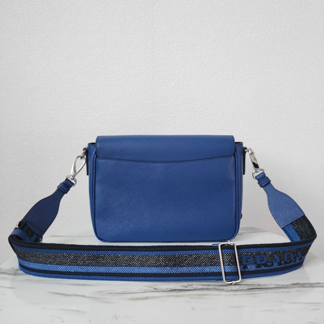 Prada Leather bag with shoulder strap 2BV031 blue