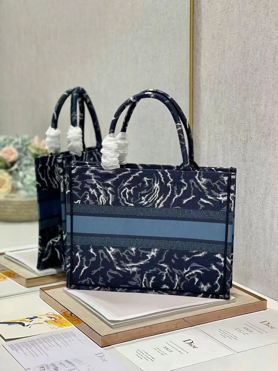 SMALL DIOR BOOK TOTE Embroidery C1287-31 blue