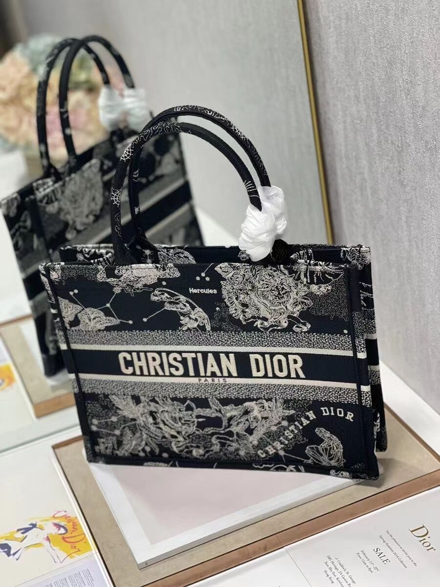 SMALL DIOR BOOK TOTE Embroidery C1287-32 black