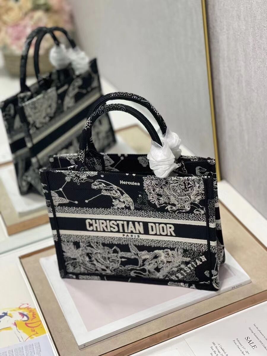 SMALL DIOR BOOK TOTE Embroidery C1331-9 black