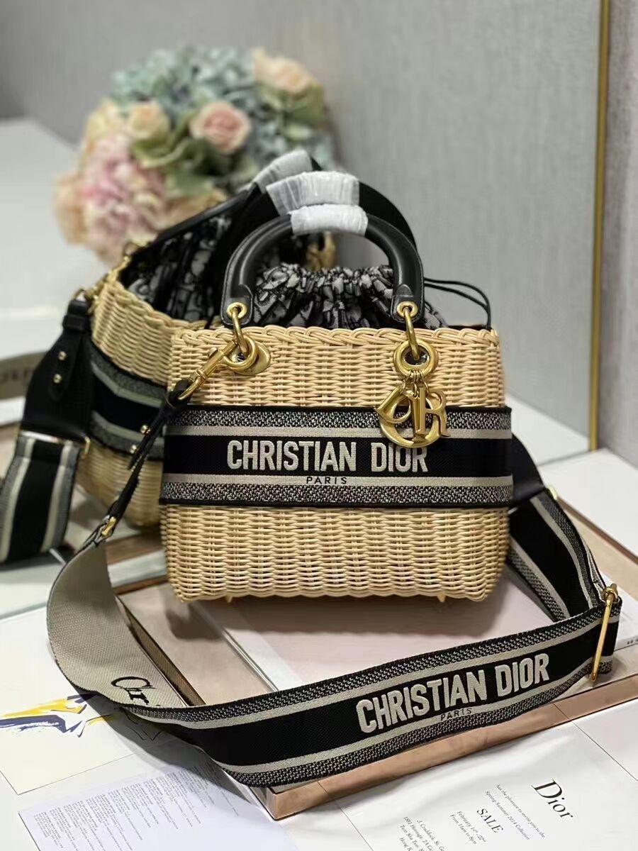 Dior MEDIUM LADY weave BAG C9916 black