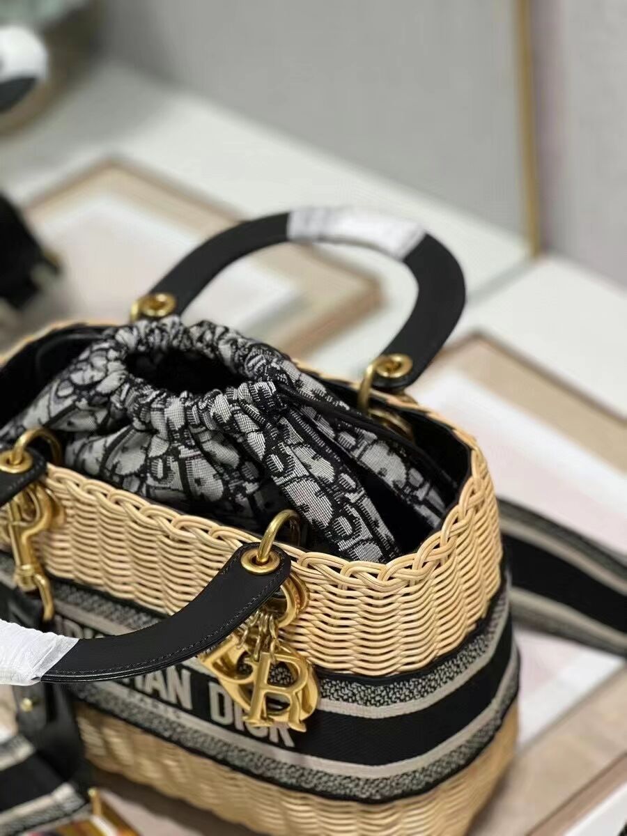 Dior MEDIUM LADY weave BAG C9916 black