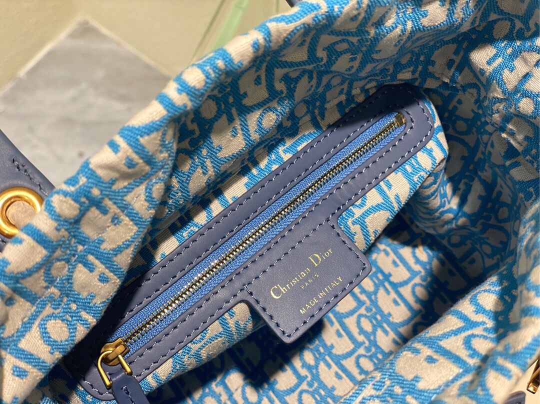 Dior MEDIUM LADY weave BAG C9916 blue