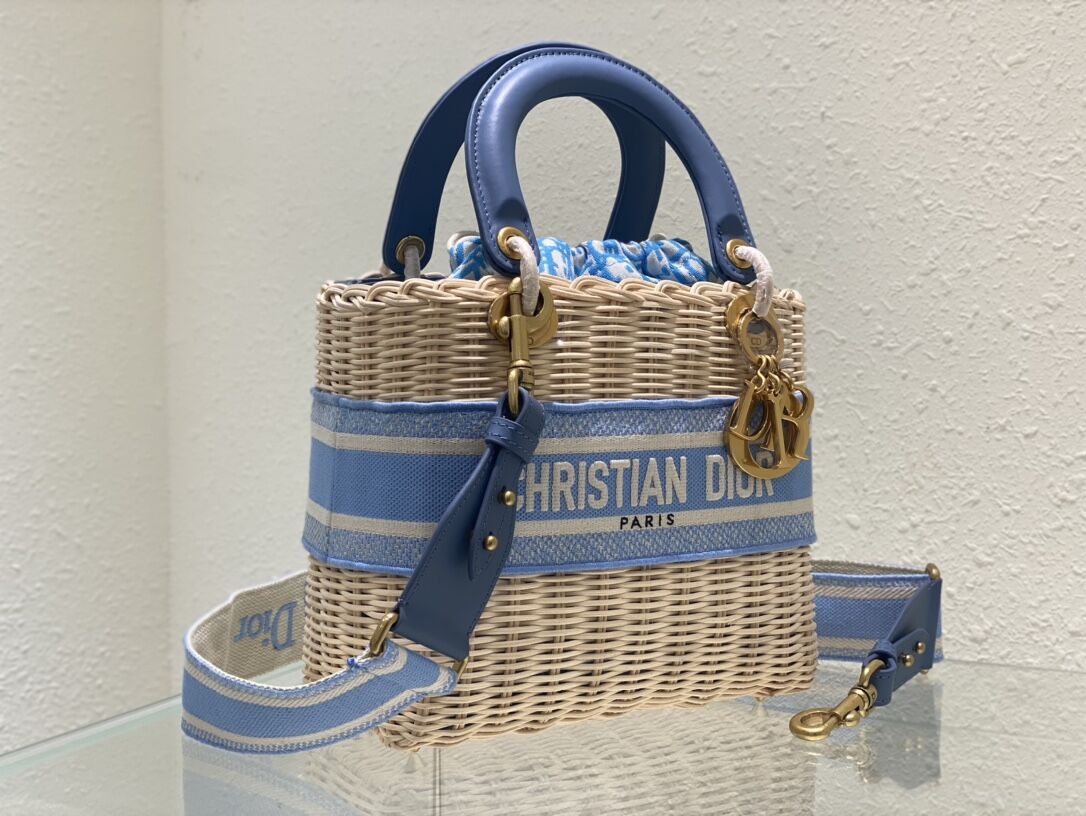Dior MEDIUM LADY weave BAG C9916 blue
