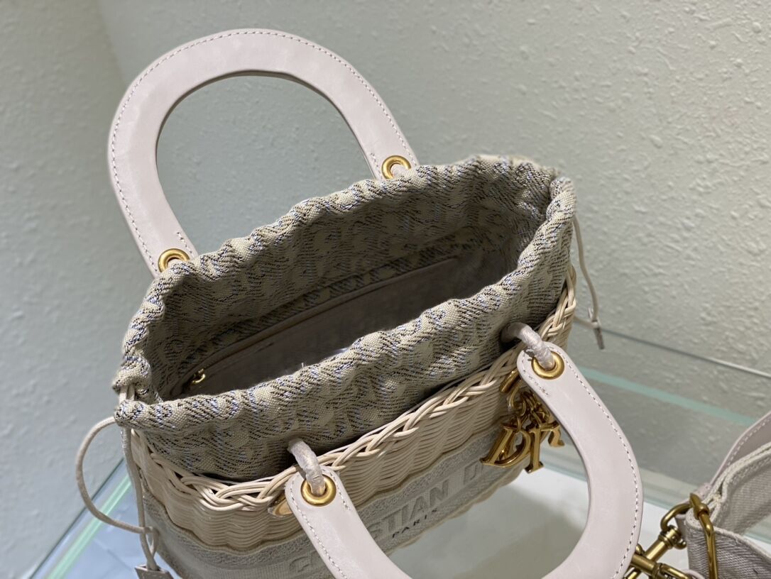 Dior MEDIUM LADY weave BAG C9916 gray