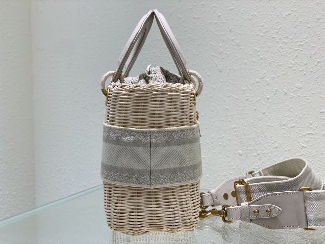 Dior MEDIUM LADY weave BAG C9916 gray