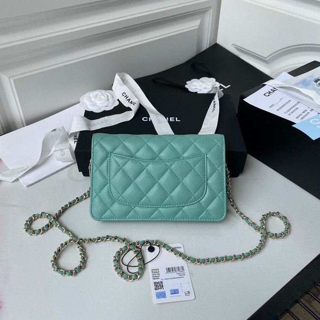 Chanel Grained Calfskin small Shoulder Bag AP33814 green 